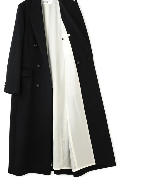 セール】【EMOELLE】ピークドラペルダブルコート（チェスターコート