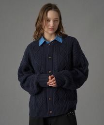 ONCILY(IVF[)CABLE CREW NECK KNIT CARDIGAN / P[uN[lbNjbgJ[fBK(J[fBK/{)