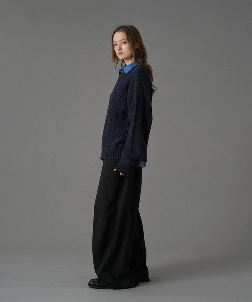ONCILY(オンシェリー)の「CABLE CREW NECK KNIT CARDIGAN / ケーブルクルーネックニットカーディガン(カーディガン/ボレロ・メンズ・チャコールグレー/レッド/ネイビー・SMALL/MEDIUM/LARGE)」の19枚目の写真