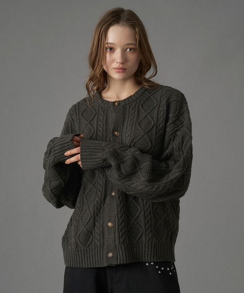 ONCILY（オンシェリー）の「CABLE CREW NECK KNIT CARDIGAN / ケーブル