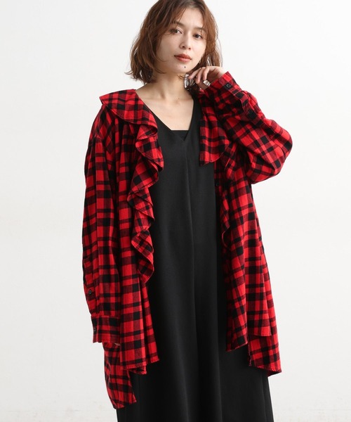 セール】【金原広和さんコラボ】細コールアソートフリルチュニック