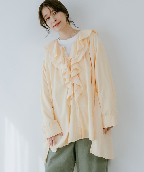 セール】【金原広和さんコラボ】細コールアソートフリルチュニック