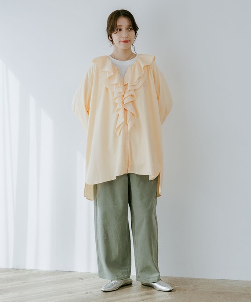 セール】【金原広和さんコラボ】細コールアソートフリルチュニック