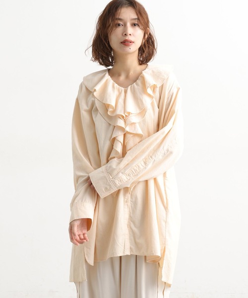 セール】【金原広和さんコラボ】細コールアソートフリルチュニック