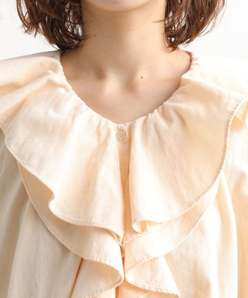 セール】【金原広和さんコラボ】細コールアソートフリルチュニック
