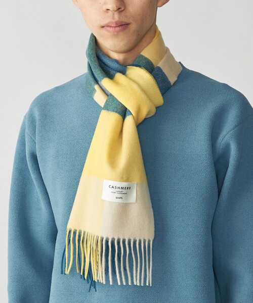 SHIPS: カシミヤ シングル 3ブロック マフラー（ストール/ショール