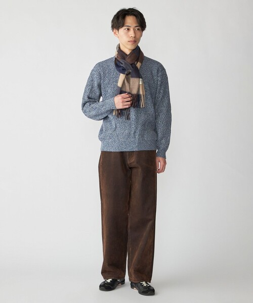 SHIPS(シップス)の「SHIPS: カシミヤ シングル 3ブロック マフラー(ストール/ショール・メンズ・ブラウン/ネイビー/イエロー/オレンジ・ONE SIZE)」の9枚目の写真