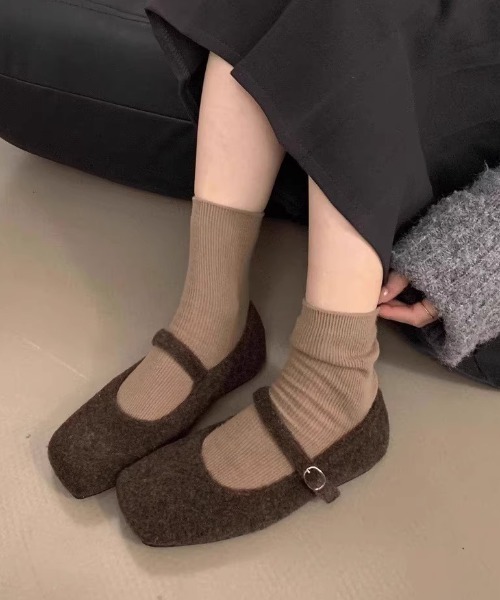 Teem Store(チームストア)の「ウールタッチバレエシューズ(バレエシューズ・レディース・グレー/ブラック/ブラウン・L/M)」の3枚目の写真