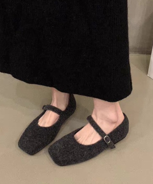 Teem Store(チームストア)の「ウールタッチバレエシューズ(バレエシューズ・レディース・グレー/ブラック/ブラウン・L/M)」の2枚目の写真