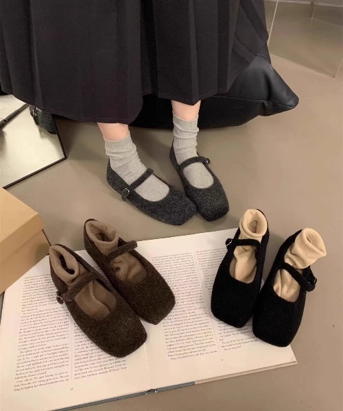 Teem Store(チームストア)の「ウールタッチバレエシューズ(バレエシューズ・レディース・グレー/ブラック/ブラウン・L/M)」の11枚目の写真
