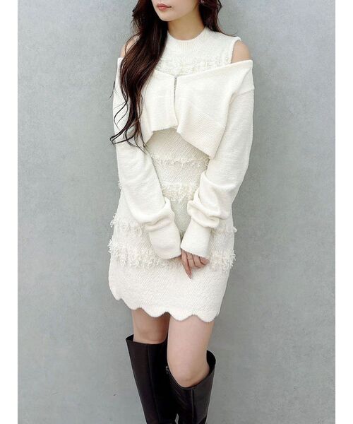 m me eme ニットツイードアンサンブルミニワンピース 新品 M me eme ワンピース ツイード - メルカリ