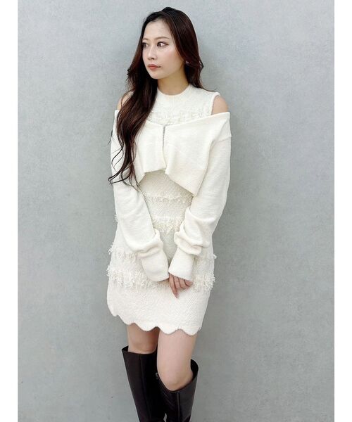 m me eme ニットツイードアンサンブルミニワンピース 新品 M me eme ワンピース ツイード - メルカリ