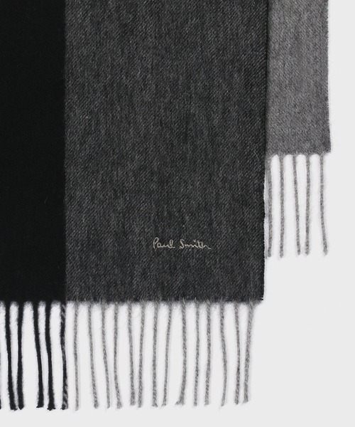 Paul Smith(ポールスミス)の「カラーブロッキング カシミヤブレンド マフラー【250431 EC】(マフラー・メンズ・ダークグリーン/ブラック/ネイビー・FREE)」の4枚目の写真