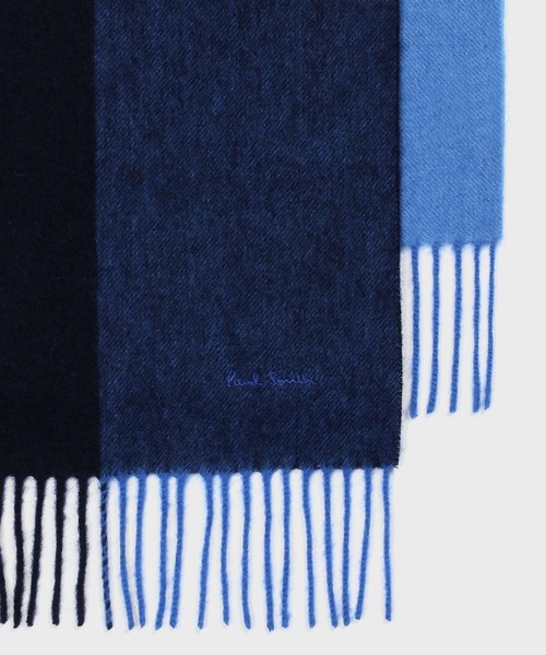 Paul Smith(ポールスミス)の「カラーブロッキング カシミヤブレンド マフラー【250431 EC】(マフラー・メンズ・ダークグリーン/ブラック/ネイビー・FREE)」の10枚目の写真