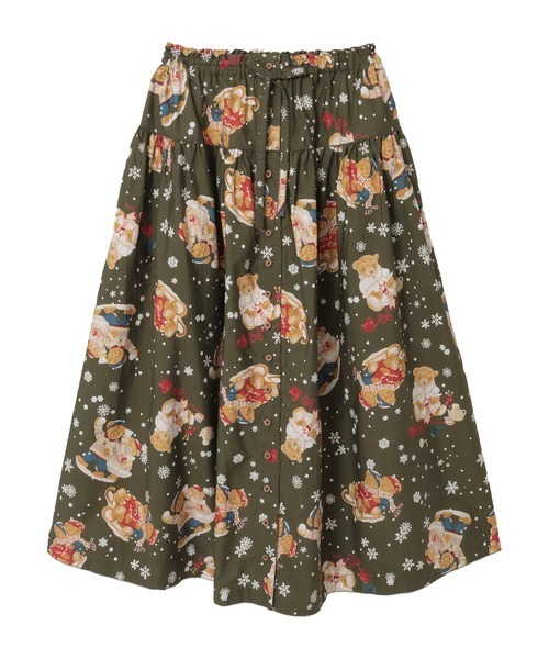 【極美品】PINK HOUSE フレア 吊りスカート セーラーくま ビンテージ PINK HOUSE（ピンクハウス）の「三つ子のくまの冬支度プリントスカート