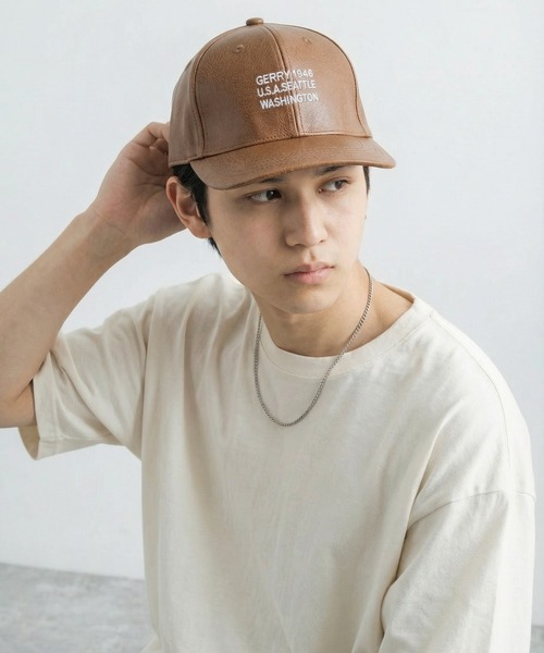 GERRY(ジェリー)の「GERRY フェイクレザー3段刺繍CAP(キャップ・メンズ・ブラウン/ブラック/キャメル・FREE)」の20枚目の写真