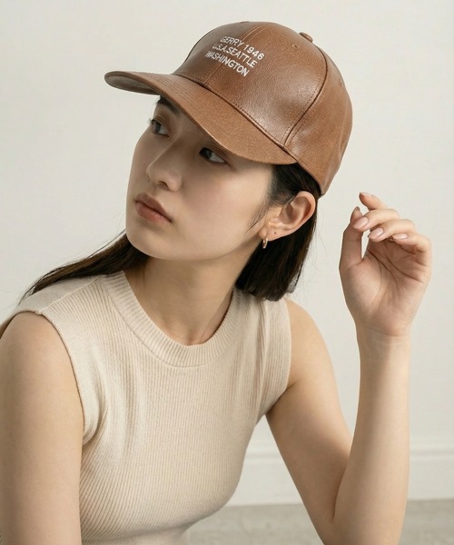 GERRY(ジェリー)の「GERRY フェイクレザー3段刺繍CAP(キャップ・メンズ・ブラウン/ブラック/キャメル・FREE)」の18枚目の写真