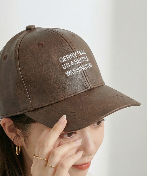 GERRY(ジェリー)の「GERRY フェイクレザー3段刺繍CAP(キャップ・メンズ・ブラウン/ブラック/キャメル・FREE)」の22枚目の写真