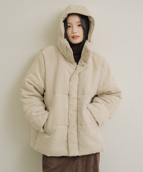 NEUNA（ヌナ）の「【毎年即完のダウンが今年も登場！◎】コーデュロイダウン（ダウンジャケット/コート・レディース・アイボリー・FREE）」の2枚目の写真