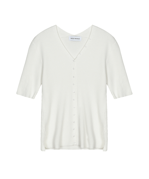 NICK&NICOLE(ニックアンドニコール)の「BUTTON SLIM KNIT HALF CARDIGAN_IVORY(カーディガン/ボレロ・レディース・その他・FREE)」の5枚目の写真