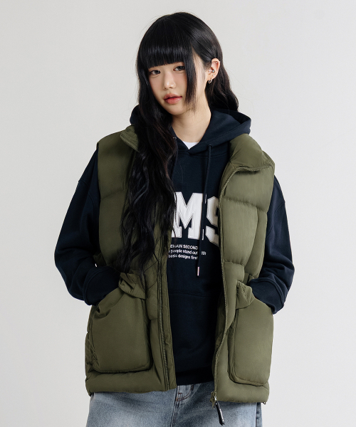 LEMAIN SECOND（リメインセカンド）の「2WAY OVERFIT VOLUME TASLAN PUFFER PADDING VEST [KHAKI]（ダウンベスト・メンズ・その他・LARGE/MEDIUM）」の2枚目の写真
