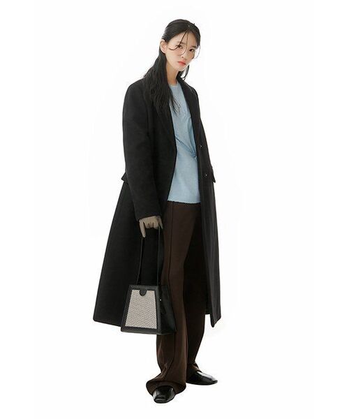 MUSINSA STANDARD WOMAN（ムシンサスタンダードウーマン）の「レディースカシミアブレンドチェスターロングコート[ブラック]（チェスターコート・レディース・その他・SMALL/MEDIUM/LARGE/X-SMALL）」の5枚目の写真
