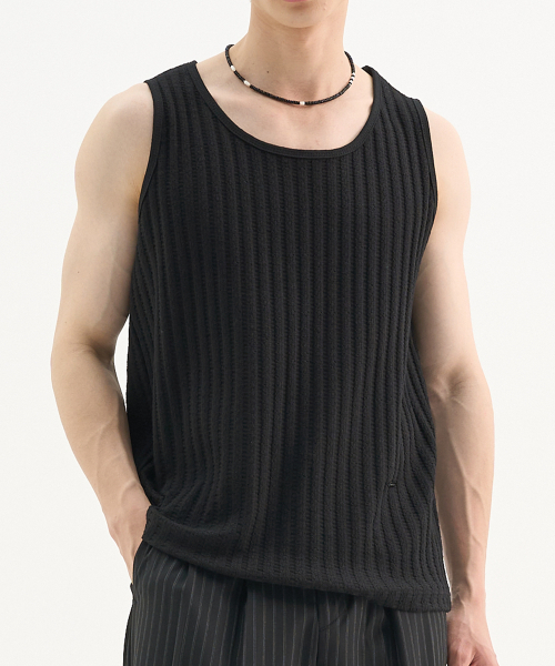 TRIP LE SENS(トリップ ル センス)の「ウェイヴンロゴプレートスリーブレス_ブラック(Tシャツ/カットソー・メンズ・その他・MEDIUM/LARGE)」の1枚目の写真