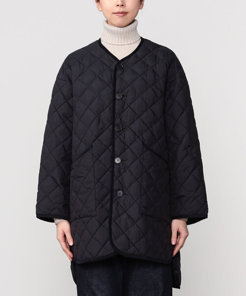 極美品❤️Gymphlexナイロンタフタキルトダウン　カラーレスコート 黒　12 Gymphlex | ナイロンタフタ キルトダウンカラーレスコート WOMEN