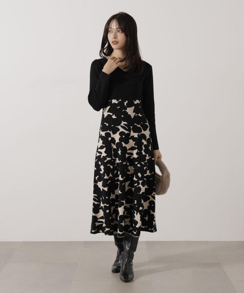 PROPORTION BODY DRESSING(プロポーションボディドレッシング)の「ジャガードフラワーニットワンピース / 1216140007(ワンピース・レディース・ブラック/ブルー・P/S/SMALL/MEDIUM)」の7枚目の写真