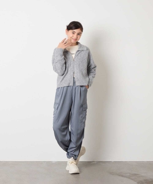 セール】[130-160]【ダブルジップ/クロップド丈】ジップアップケーブル