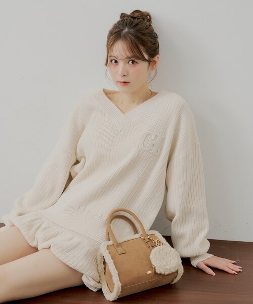 Chico（チコ）の「【セットアップ対応】Vネックルーズニット（ニット