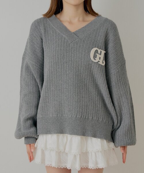 セットアップ対応】Vネックルーズニット（ニット/セーター）｜Chico