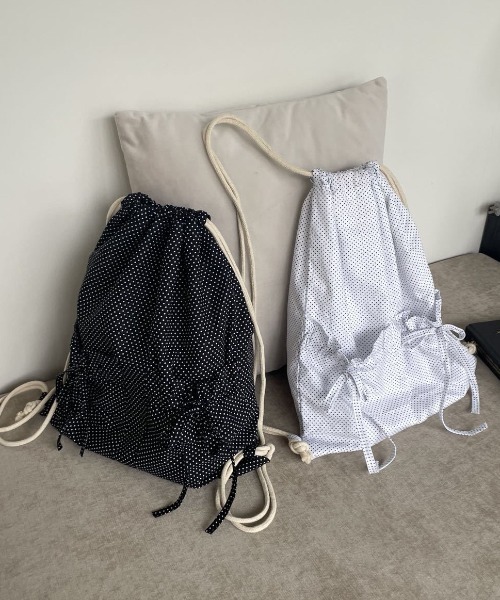 LAC-VERT（ラック・ヴェール）の「ドット柄リボンフリルナップサック（バックパック/リュック・レディース・ブラック/ホワイト/レッド・FREE）」の13枚目の写真