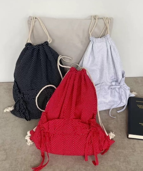 LAC-VERT（ラック・ヴェール）の「ドット柄リボンフリルナップサック（バックパック/リュック・レディース・ブラック/ホワイト/レッド・FREE）」の12枚目の写真