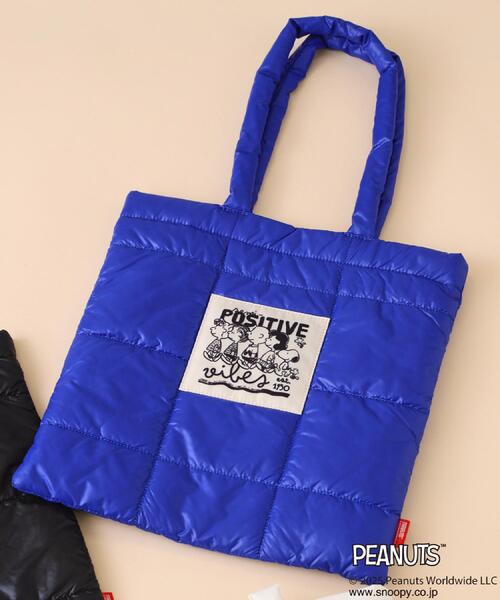 THE SHOP TK (ザ ショップ ティーケー )の「PEANUTS/ピーナッツ キルトトートバッグ(トートバッグ・レディース・ブルー系その他/ブラック/アイボリー・00)」の1枚目の写真