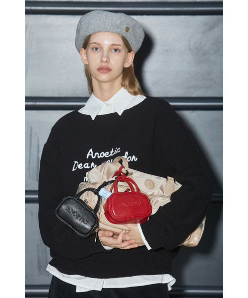 ANOETIC(アノエティック)の「ANC EMBROIDERY BOATNECK KNIT_BLACK(ニット/セーター・レディース・ブラック・FREE)」の1枚目の写真