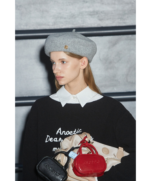 ANOETIC(アノエティック)の「ANC EMBROIDERY BOATNECK KNIT_BLACK(ニット/セーター・レディース・ブラック・FREE)」の2枚目の写真
