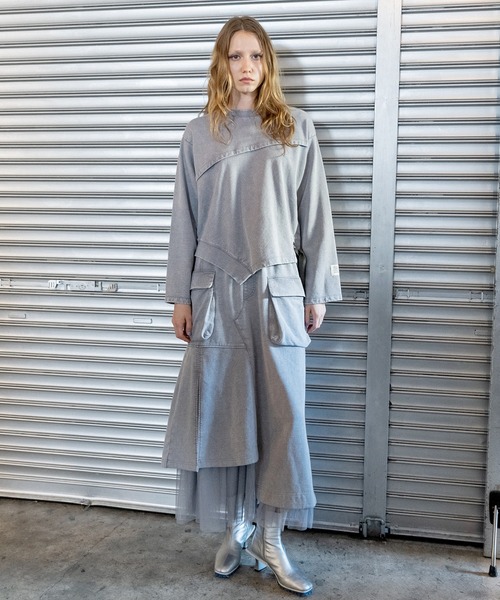 AULA AILA（アウラアイラ）の「【AVIREX】チュールコンビスカート（スカート・レディース・ライトグレー/ピンク/チャコールグレー・0/1）」の6枚目の写真