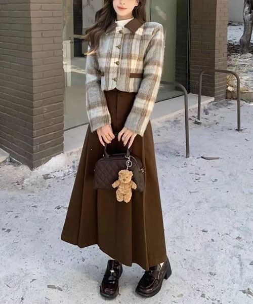 チェック柄ジャケット＆スカートセット セール】Y2Kチェックジャケット&スカート セットアップ（セットアップ