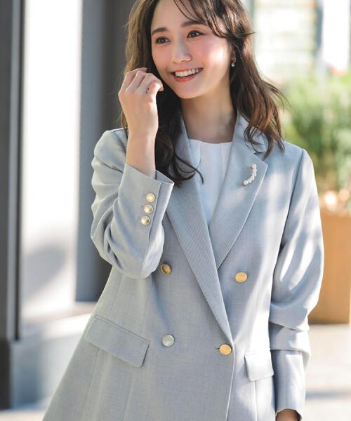 grove（グローブ）の「【マシンウォッシュ/防シワ】ダブルテーラードジャケット【着回しカセット】（テーラードジャケット・レディース・ネイビー/グレー・01/02/03/04/05）」の20枚目の写真
