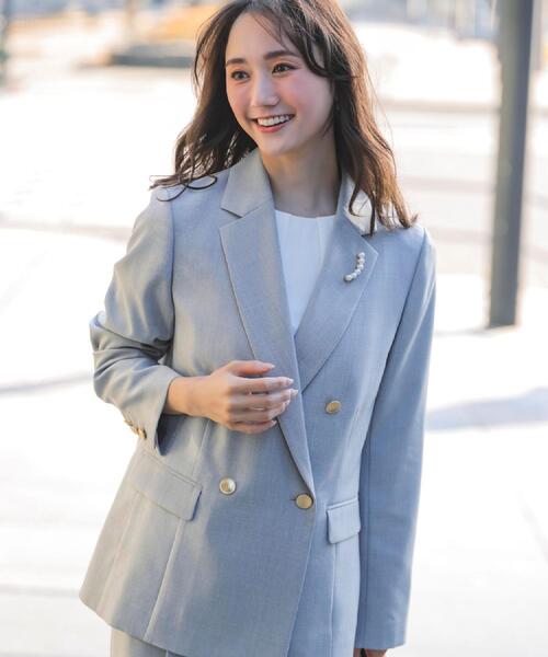 grove（グローブ）の「【マシンウォッシュ/防シワ】ダブルテーラードジャケット【着回しカセット】（テーラードジャケット・レディース・ネイビー/グレー・01/02/03/04/05）」の21枚目の写真