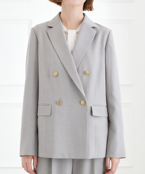 grove（グローブ）の「【マシンウォッシュ/防シワ】ダブルテーラードジャケット【着回しカセット】（テーラードジャケット・レディース・ネイビー/グレー・01/02/03/04/05）」の11枚目の写真