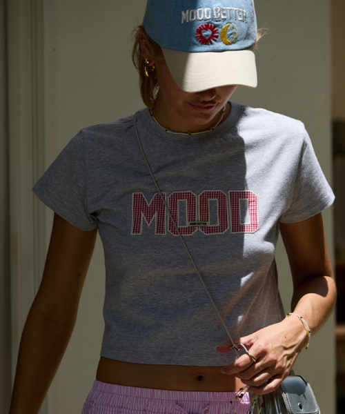 MOODBETTER(ムード ベター)の「GINGHAM APPLIQUE CROP T SHIRTS GREY(Tシャツ/カットソー・レディース・その他・FREE)」の2枚目の写真
