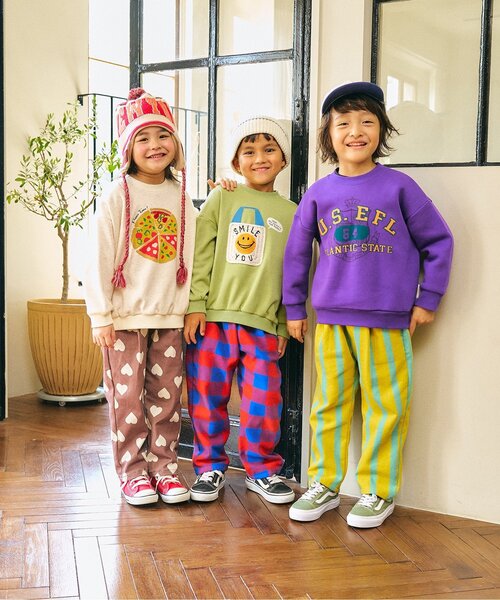 F.O.KIDS（エフオーキッズ）の「【裏シャギー】3柄モチーフトレーナー_ジュニア対応（スウェット・キッズ・パープル/ベージュ/ライム・100/140/130/120/110/90/80）」の12枚目の写真