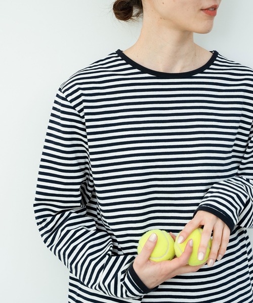 PAR ICI（パーリッシィ）の「ボーダー配色バインダー 長袖カットソー【BASIC COLOR】（Tシャツ/カットソー・レディース・ネイビー/レッド/ブルー・FREE）」の2枚目の写真