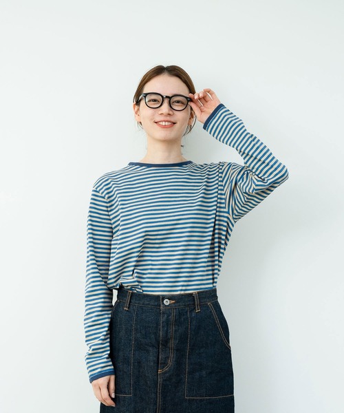 PAR ICI（パーリッシィ）の「ボーダー配色バインダー 長袖カットソー【BASIC COLOR】（Tシャツ/カットソー・レディース・ネイビー/レッド/ブルー・FREE）」の5枚目の写真