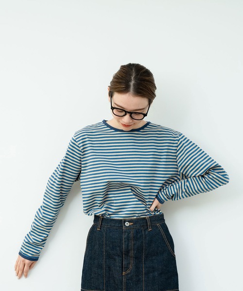 PAR ICI（パーリッシィ）の「ボーダー配色バインダー 長袖カットソー【BASIC COLOR】（Tシャツ/カットソー・レディース・ネイビー/レッド/ブルー・FREE）」の8枚目の写真