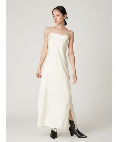 flatten43tb 完成品 ホワイト (1回のみ使用) FRAY I.D（フレイアイディー）の「サテンキャミクロシェニット