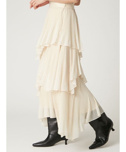 FRAY I.D（フレイアイディー）の「ランダムティアードシアープリーツスカート（スカート・レディース・クリーム/ネイビー/ホワイト・0/1）」の4枚目の写真