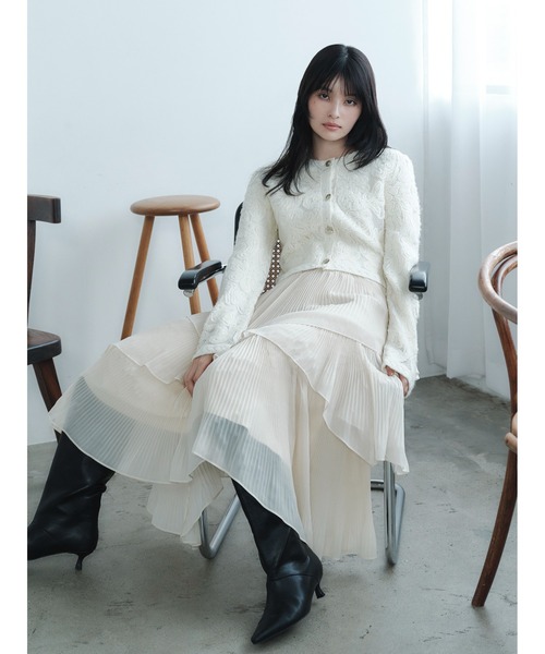 FRAY I.D（フレイアイディー）の「ランダムティアードシアープリーツスカート（スカート・レディース・クリーム/ネイビー/ホワイト・0/1）」の17枚目の写真